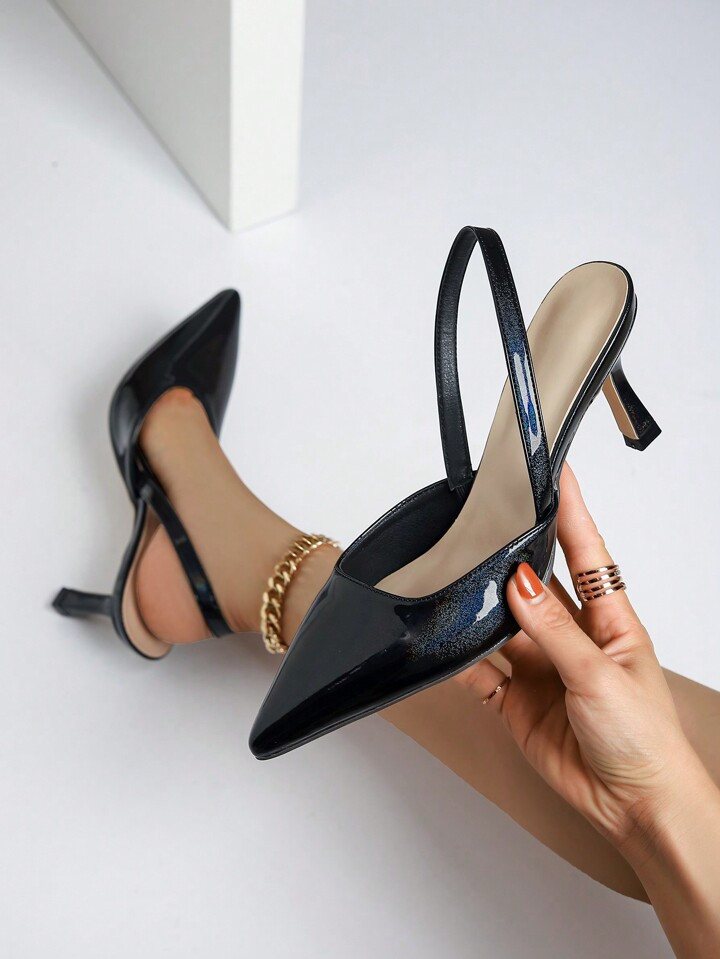 Fashionable New Style Back Strap Women's Shoes Simple And Elegant Stiletto Pointed-Toe Ladies' Sh... | SHEIN