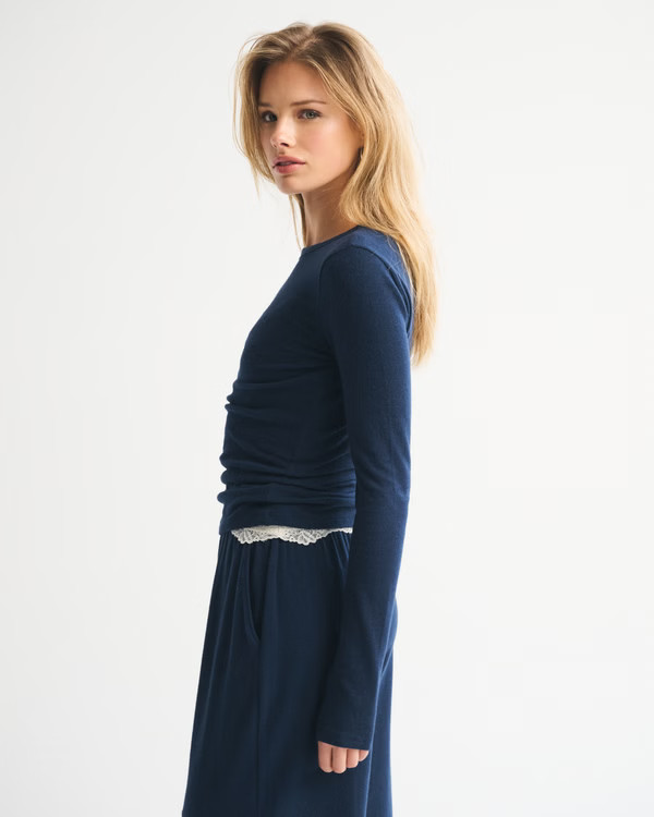 Long-Sleeve Cozy Lounge Knit Tee | Abercrombie & Fitch (US)