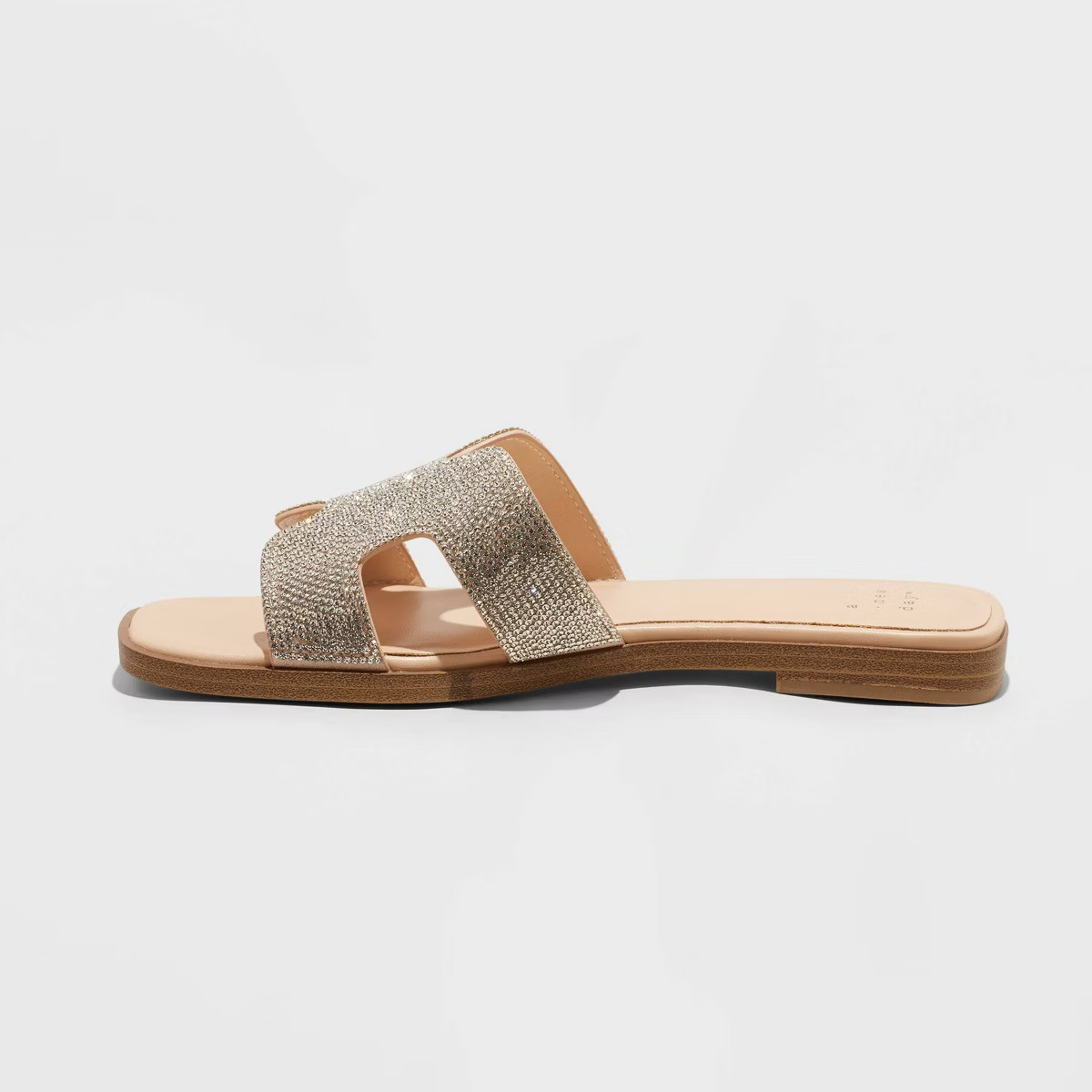 Women's Nina Rhinestone Flat Sandals - A New Day™ Silver 7 | Target