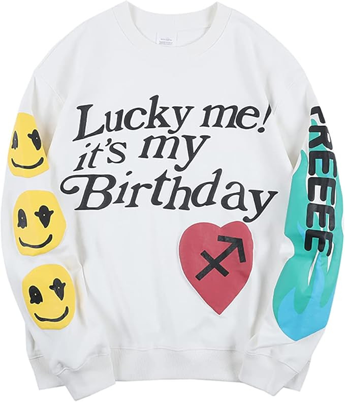 It’t My Birthday Sweatshirts Graphic Printing Hip Hop Rapper Hoodies Cotton Long Sleeve Pullove... | Amazon (US)