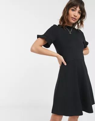 French Connection fit and flare mini dress with ruffle sleeve | ASOS (Global)