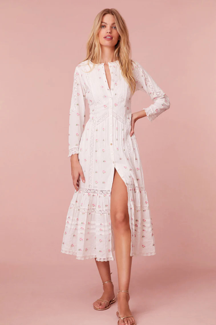 Avin Cotton Embroidered Midi Dress | LoveShackFancy