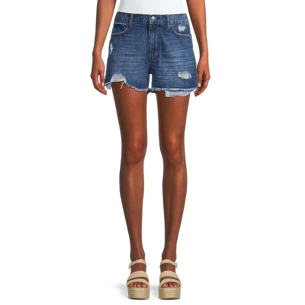 No Boundaries Juniors' Elastic Back Denim Shorts - Walmart.com | Walmart (US)