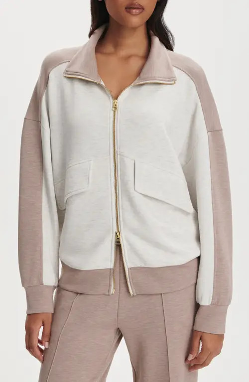 Varley Garcia Full Zip Sweatshirt in Ivory Marl/Taupe Marl at Nordstrom, Size Small | Nordstrom