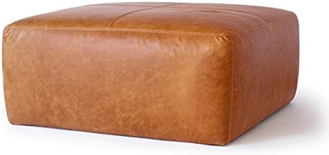Amazon.com : POLY & BARK Sequoia Ottoman in Full-Grain Pure-Aniline Italian Tanned Leather in Cog... | Amazon (US)