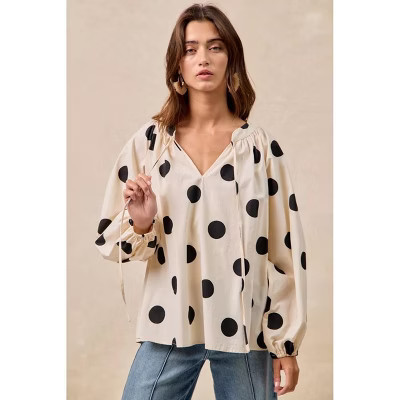 BiBi Polka Dot Exaggerated Balloon Sleeves Blouse Multi S | Target