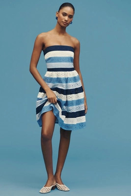 Maeve Strapless Cotton Lace Dress | Anthropologie (US)