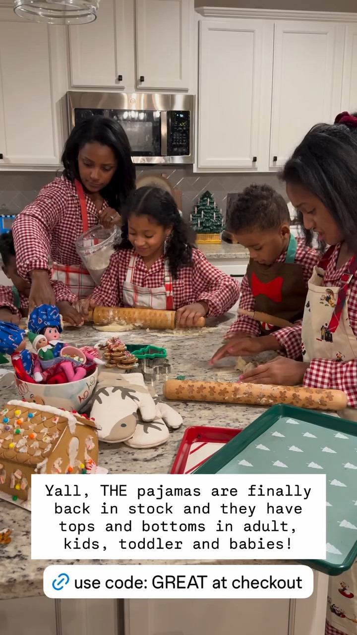 Yall, THE pajamas are finally back in stock and they have tops and bottoms in adult, kids, toddler and babies! Use code GREAT at checkout!