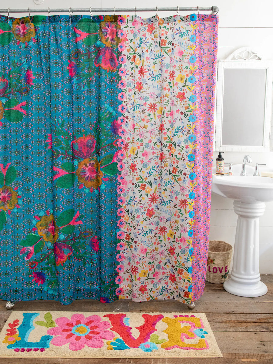 Boho Shower Curtain - Floral Border | Natural Life