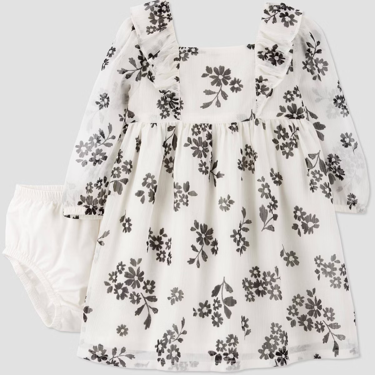 Carter's Just One You®️ Baby Girls' Floral Ruffle Dress - White/Black | Target