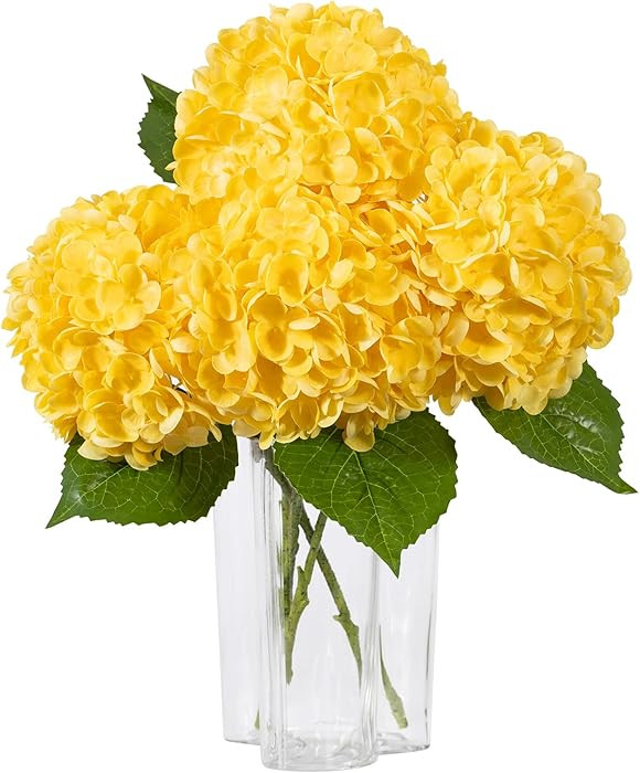 DuHouse 3Pcs Hydrangea Artificial Flowers,Latex Real Touch Hydrangeas with Long Stems & Leaves fo... | Amazon (US)