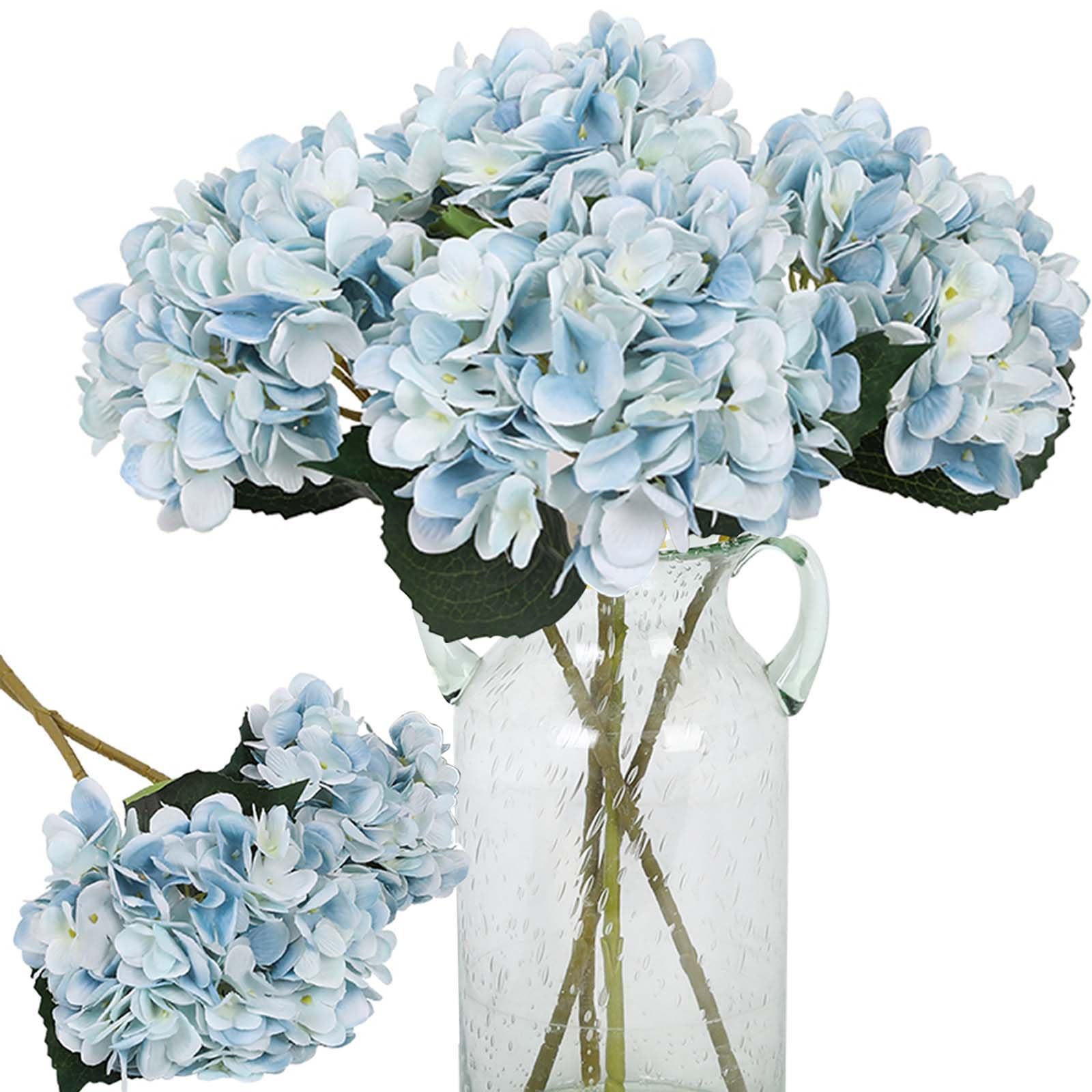 Kisflower Blue Hydrangea Artificial Flowers 6pcs Faux Hydrangea Flowers, Fake Flowers for Table C... | Amazon (US)