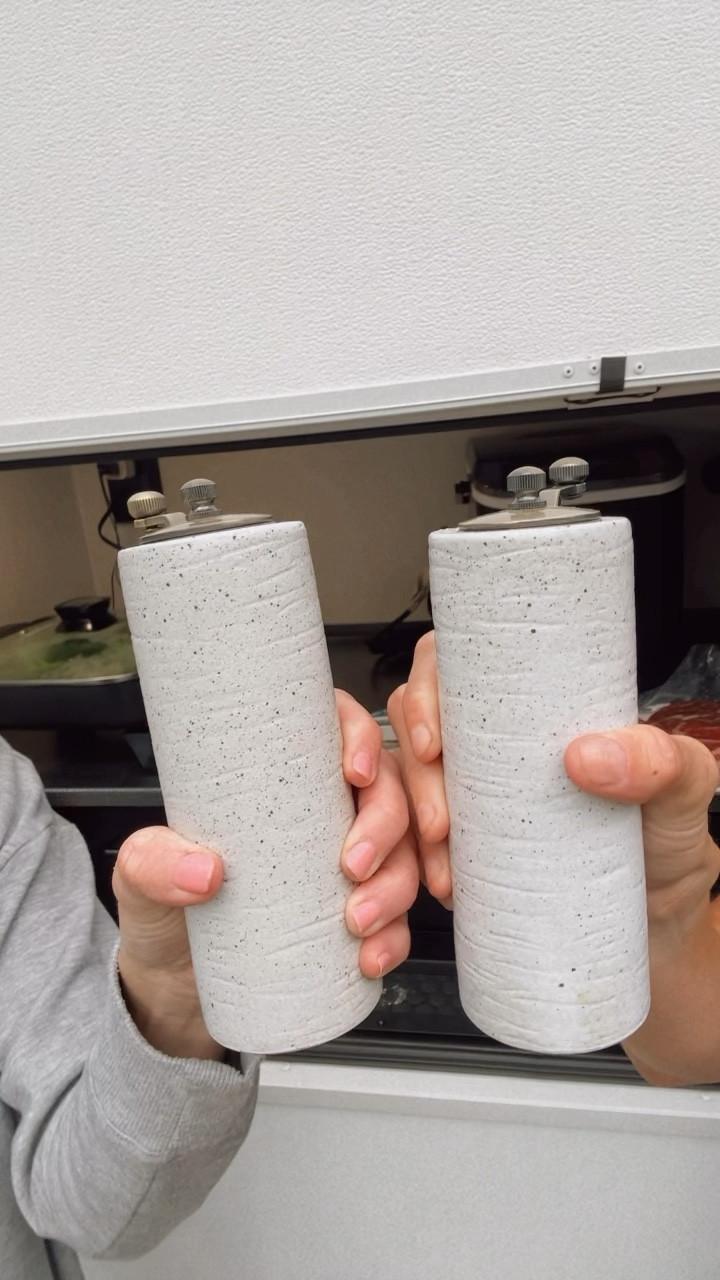 Stone and brass affordable salt & pepper shakers for kitchen counters (or camping!) 🤣🏕️

#LTKHome