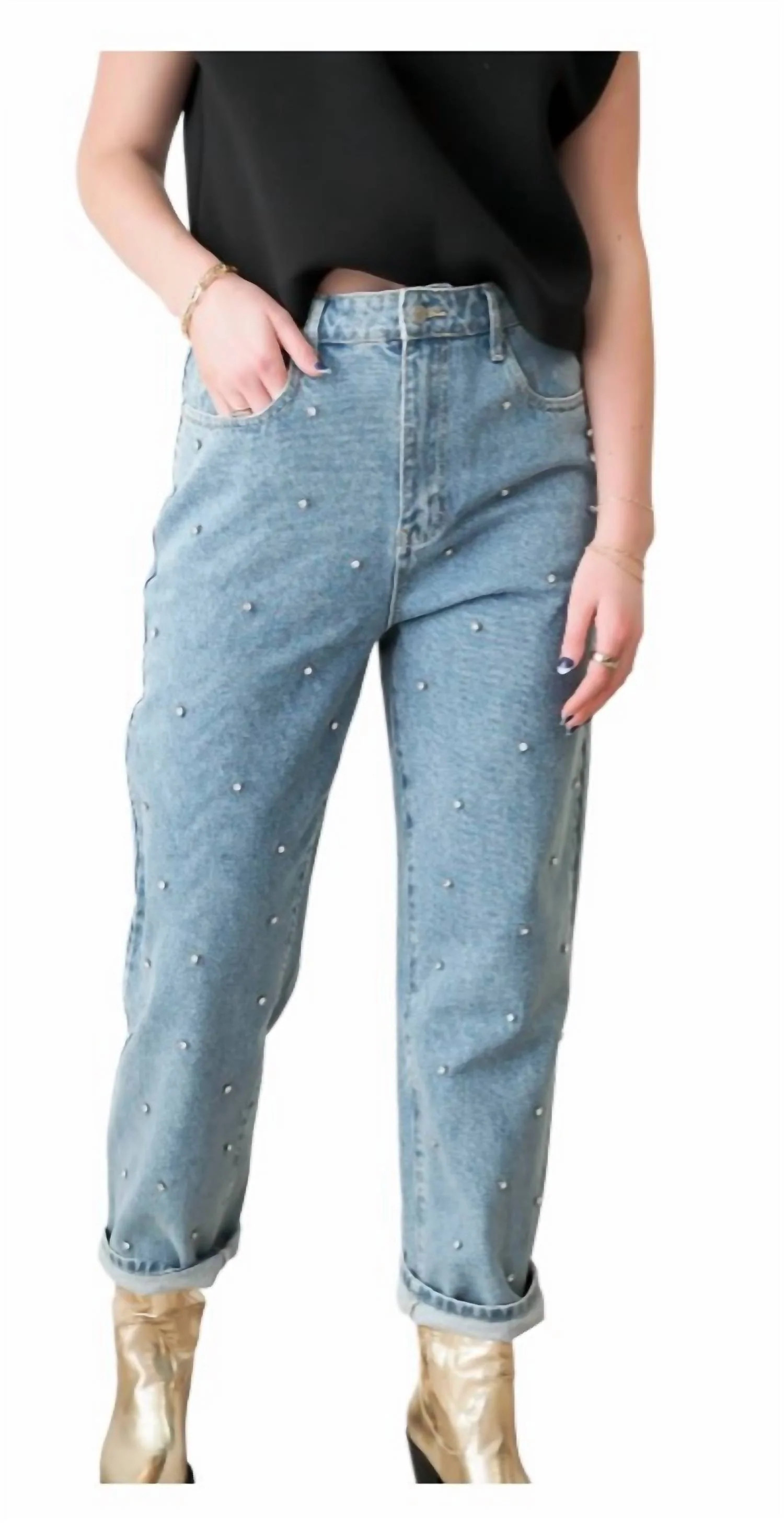 Rhinestone Denim Jeans | Shop Simon