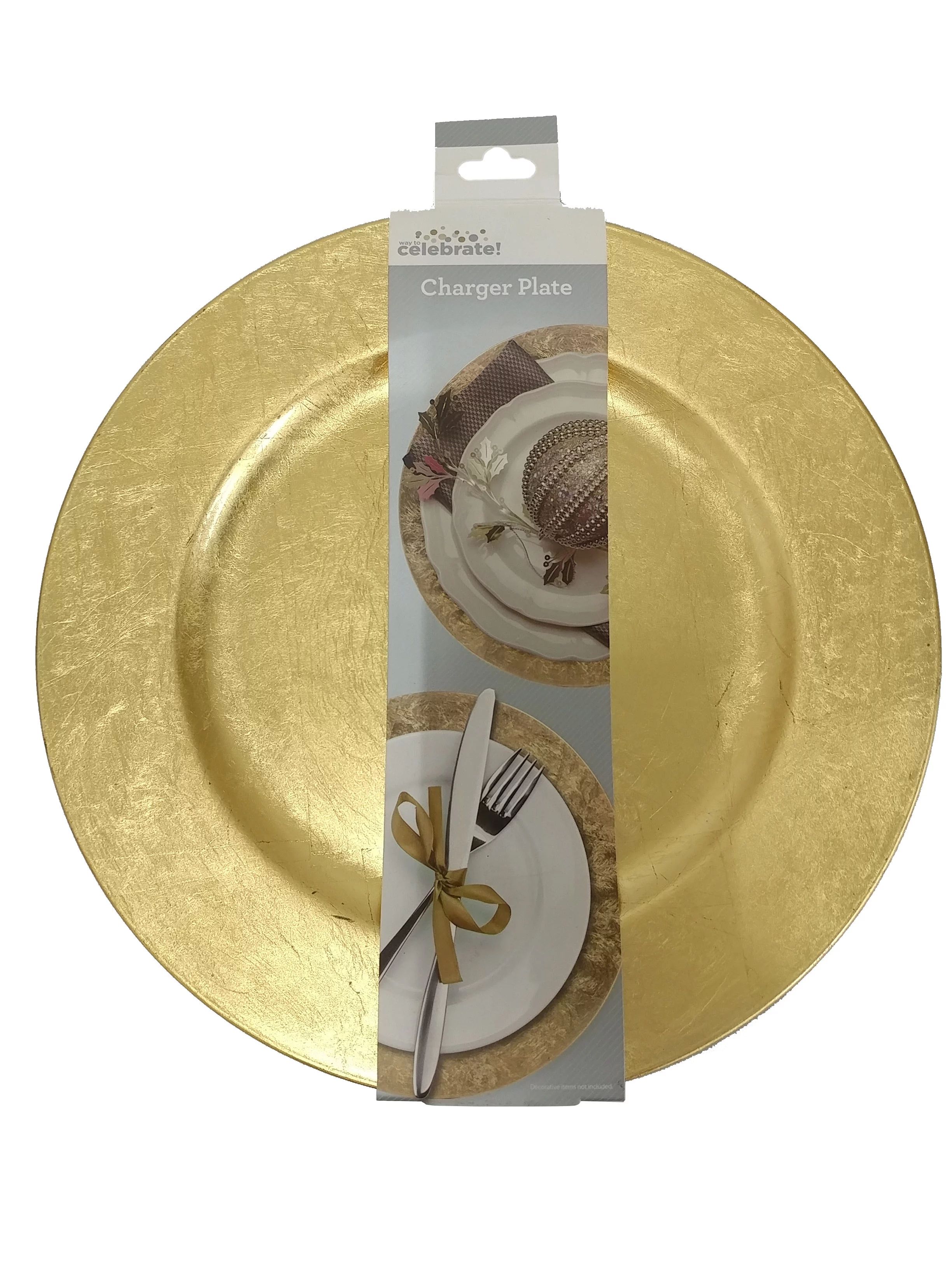 Way to Celebrate Gold 12" Round Charger Plate 1 Each - Walmart.com | Walmart (US)