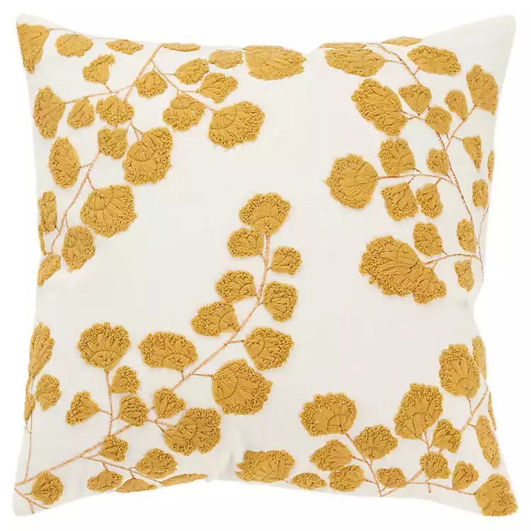 New! Mustard Yellow Embroidered Floral Throw Pillow | Kirkland's Home
