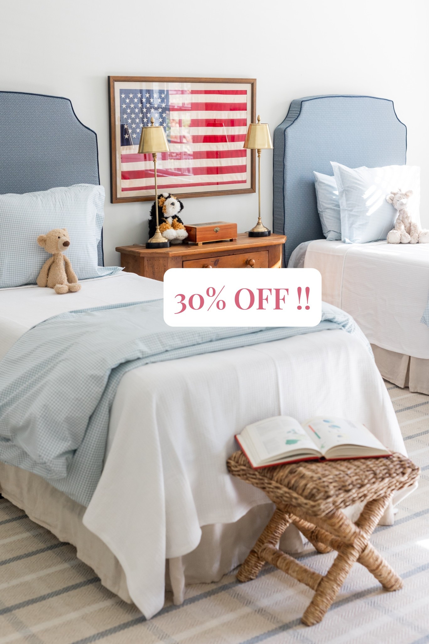 Perry’s bedding is 30% off right now with code JULY4 

July4th sale bedding Americana kids rooms headboards American flag  

#LTKSaleAlert #LTKKids #LTKHome