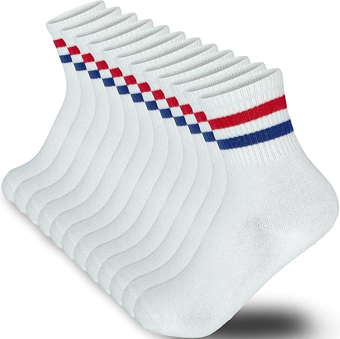 Cotton Stripe Ankle Thin Socks Women & Men 6 Pairs | Amazon (US)