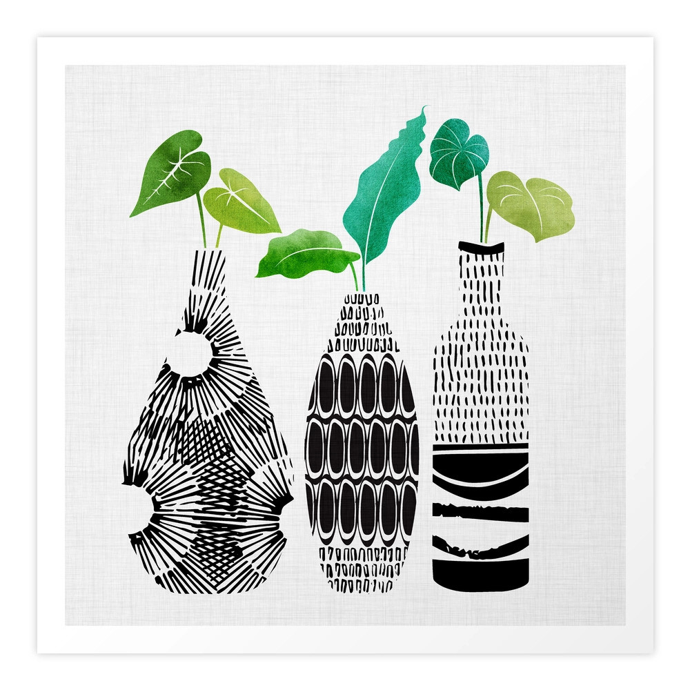 Black and White Tribal Vases Art Print by kristiangallagher | Society6