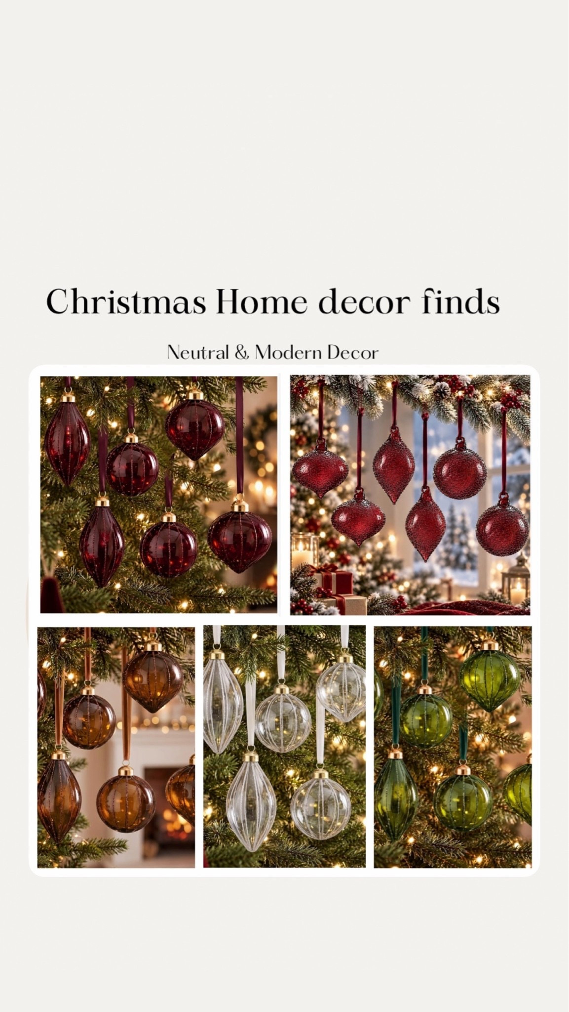 Glass Christmas ornaments in burgundy, clear, green and intense red

#LTKHome #LTKSeasonal #LTKstorytime