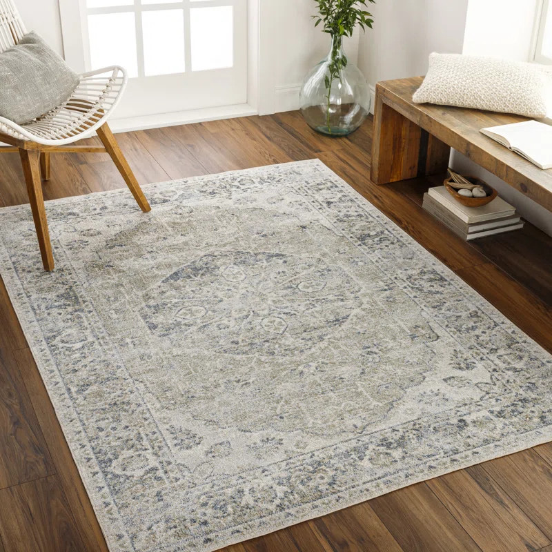 Watts Machine Washable Oriental Gray/Blue Area Rug | Wayfair North America