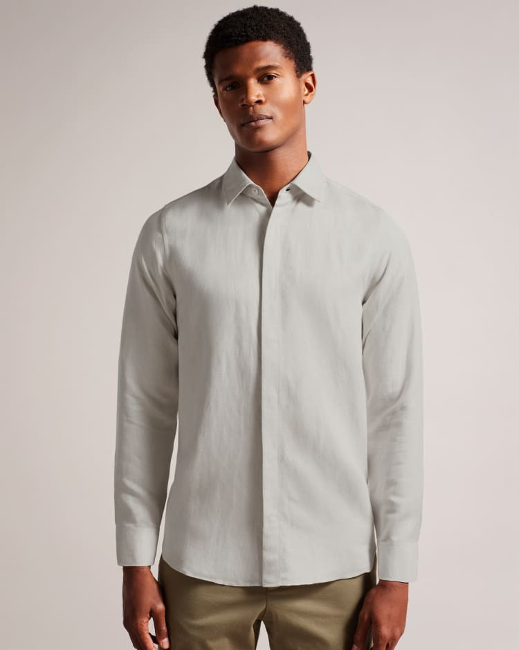 Linen Blend Herringbone Shirt | Ted Baker (UK)