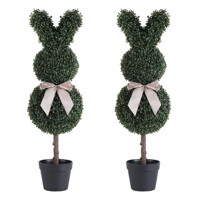 3Ft Artificial Bunny-Shaped Boxwood Topiary Tree Front Porch Decor Tree Potted | Wayfair North America