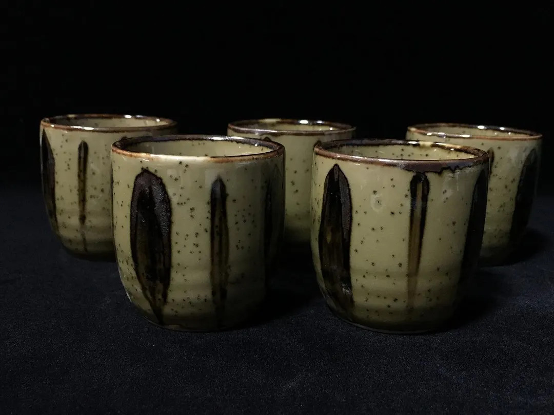 C1932 Japanese Pottery Sake Cup GUINOMI Set 5pc Vintage Liquor Interior | Etsy (US)