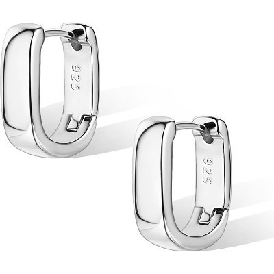 925 Sterling Silver Chunky Huggie Hoops, Small Thick Hoop Earrings for Women | Target