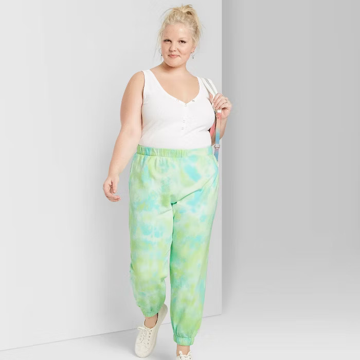 Women's Plus Size High-Rise Tie-Dye Sweatpants - Wild Fable™ Green | Target