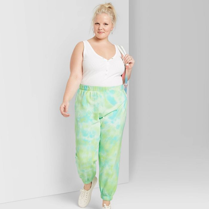 Women's Plus Size High-Rise Tie-Dye Sweatpants - Wild Fable™ Green | Target