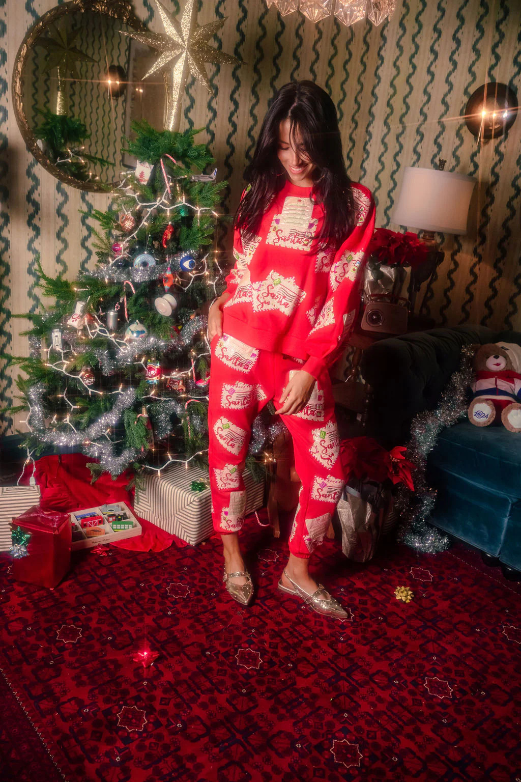 Red Letters To Santa Joggers | Queen of Sparkles