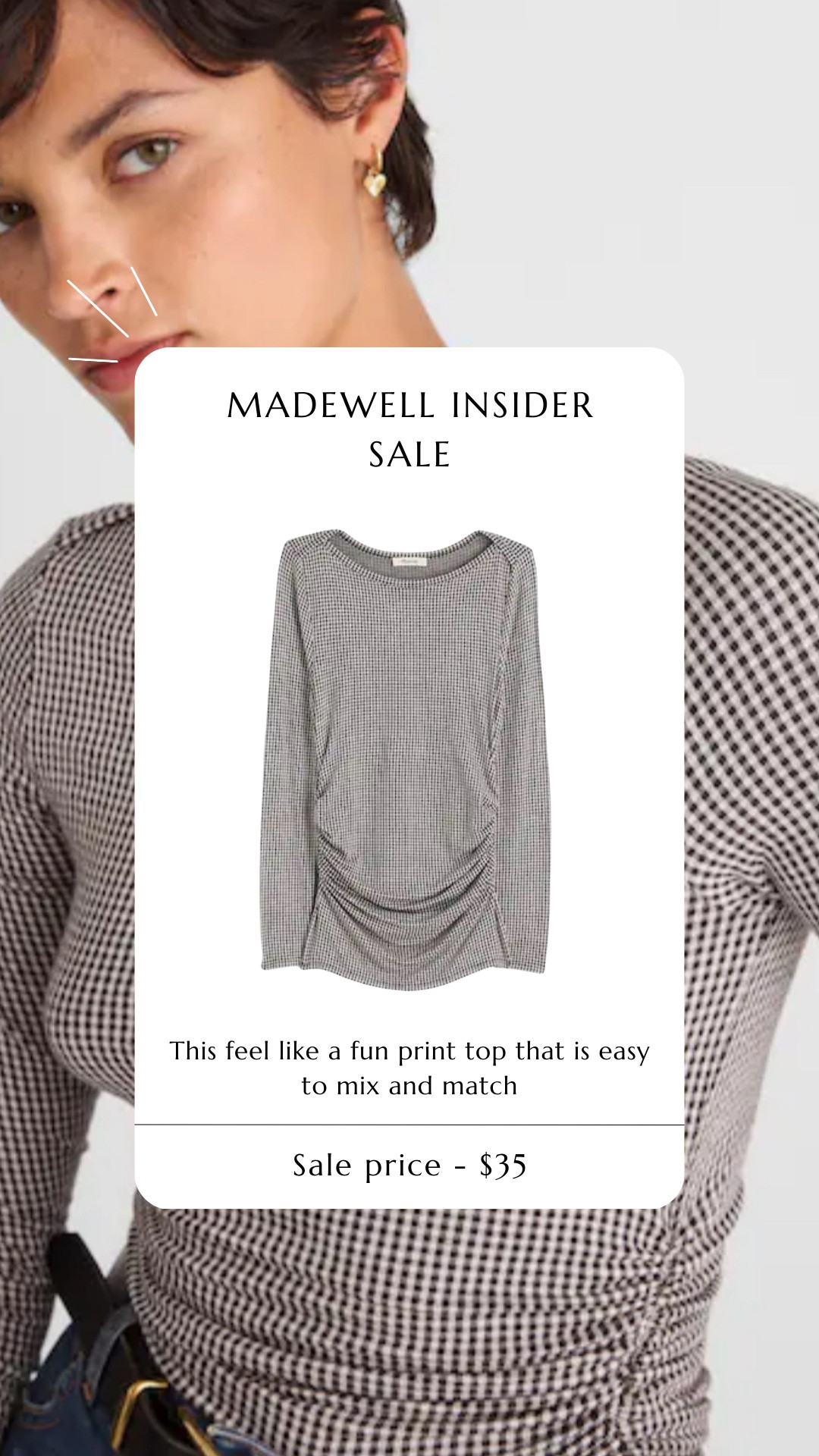 a fun an affordable top to layer and add a fun print to any fall outfit. printed top. madewell sale.  

 #LTKFallSale #LTKSaleAlert #LTKFindsUnder50