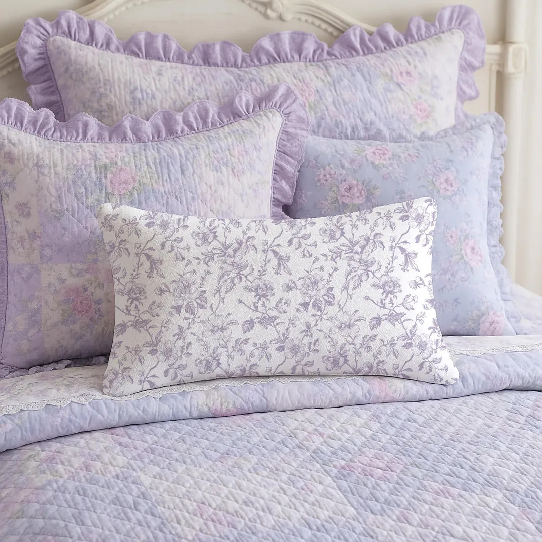 Girl Dorm Decor Coquette Throw Lumbar Pillow Purple Floral Toile Decorative Pillow for Room Decor... | Etsy (US)