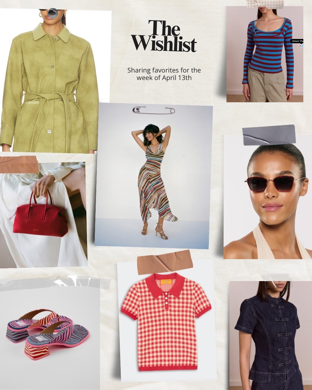 wishlist items featuring chic red trimmped sunglasses, contrast color sandals, ginham polo, a red suede bag, silk dress, and stripes. 

 

#LTKSeasonal #LTKSaleAlert