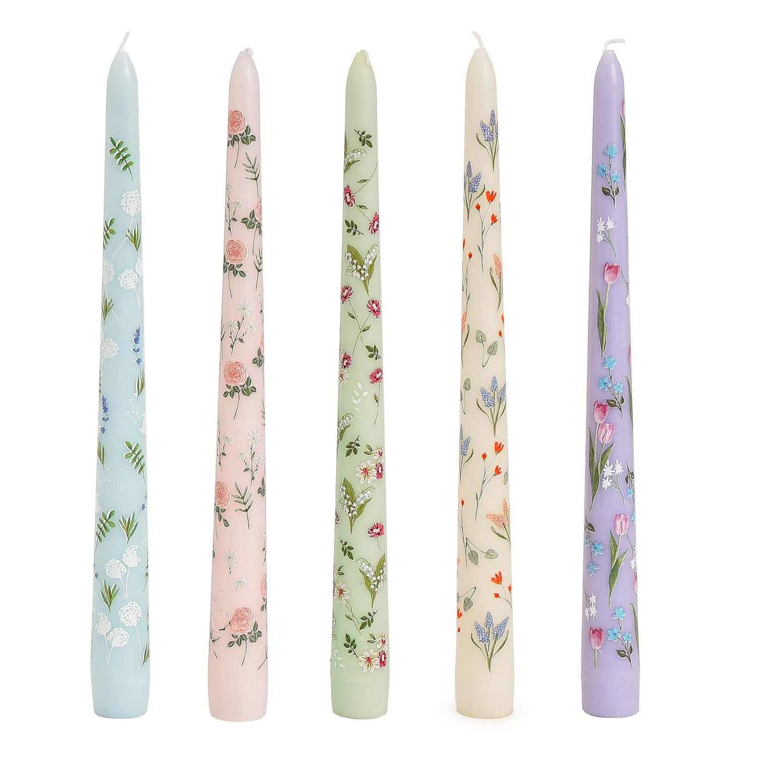 Sungmor Pretty Floral Taper Candlesticks, Beautiful 5-Color Decal Craft, 10" Long Decorative Cand... | Amazon (US)