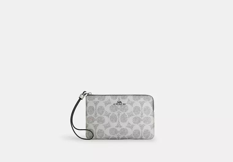 Corner Zip Wristlet In Signature Canvas | Coach Outlet US