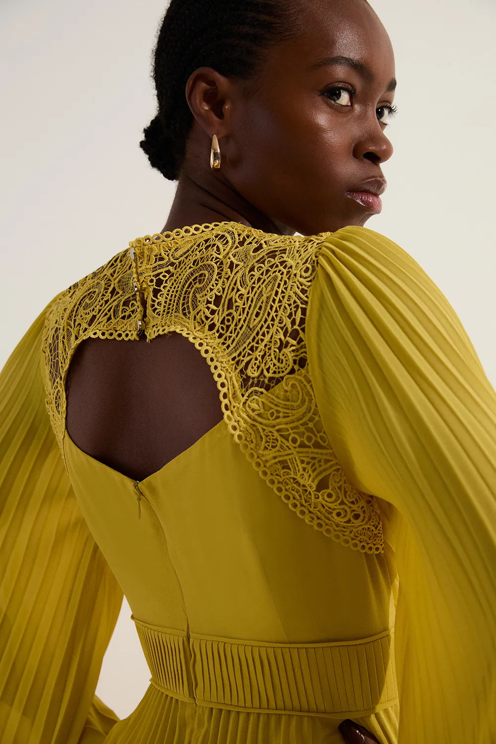 Dresses | Soft Pleated Lace Detail Woven Kimono Sleeve Maxi Dress | KarenMillen | Debenhams UK