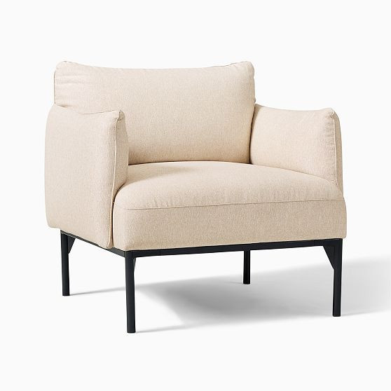 Penn Chair, Melange Weave, Stone White, Black | West Elm (US)