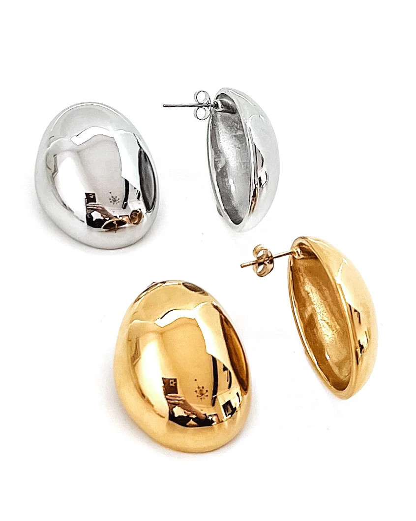 Estafane Statement Oval Stud Earrings - Beljoy Jewelry | BÉLJOY