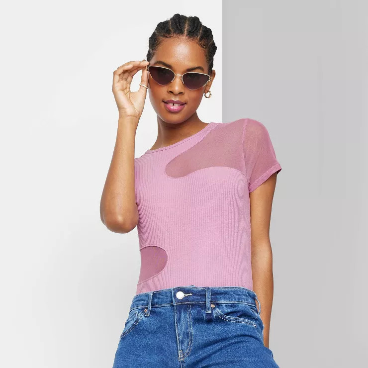 Women's Mesh Cut Out Bodysuit - Wild Fable™ | Target