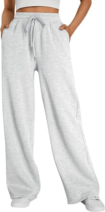Trendy Queen Womens Wide Leg Fleece Lined Sweatpants | Amazon (US)