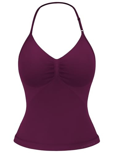 YEOREO SoftHue Impact Longline Strappy Top Women's Halter Workout Tank Tops Backless Gym Longline with Adjustable Strap Black Cherry | Amazon (US)