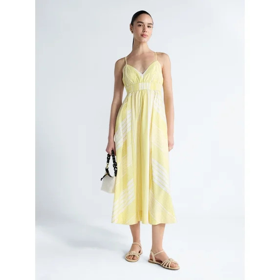 Free Assembly Women's and Women's Plus Striped Cotton Maxi Dress, with Cut Out Back, Sizes XS-4X | Walmart (US)