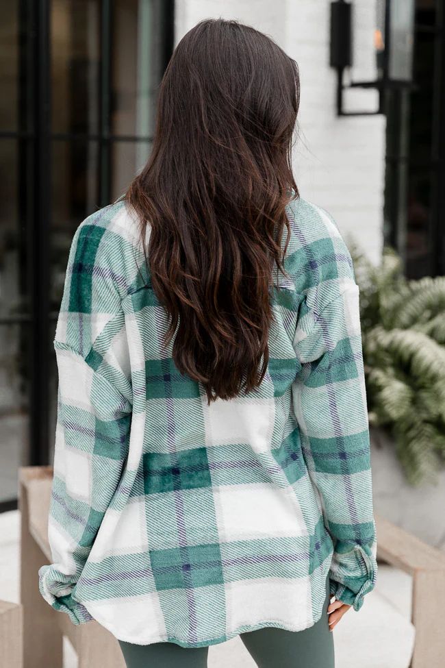 Wind Down Green Fleece Plaid Shacket | Pink Lily