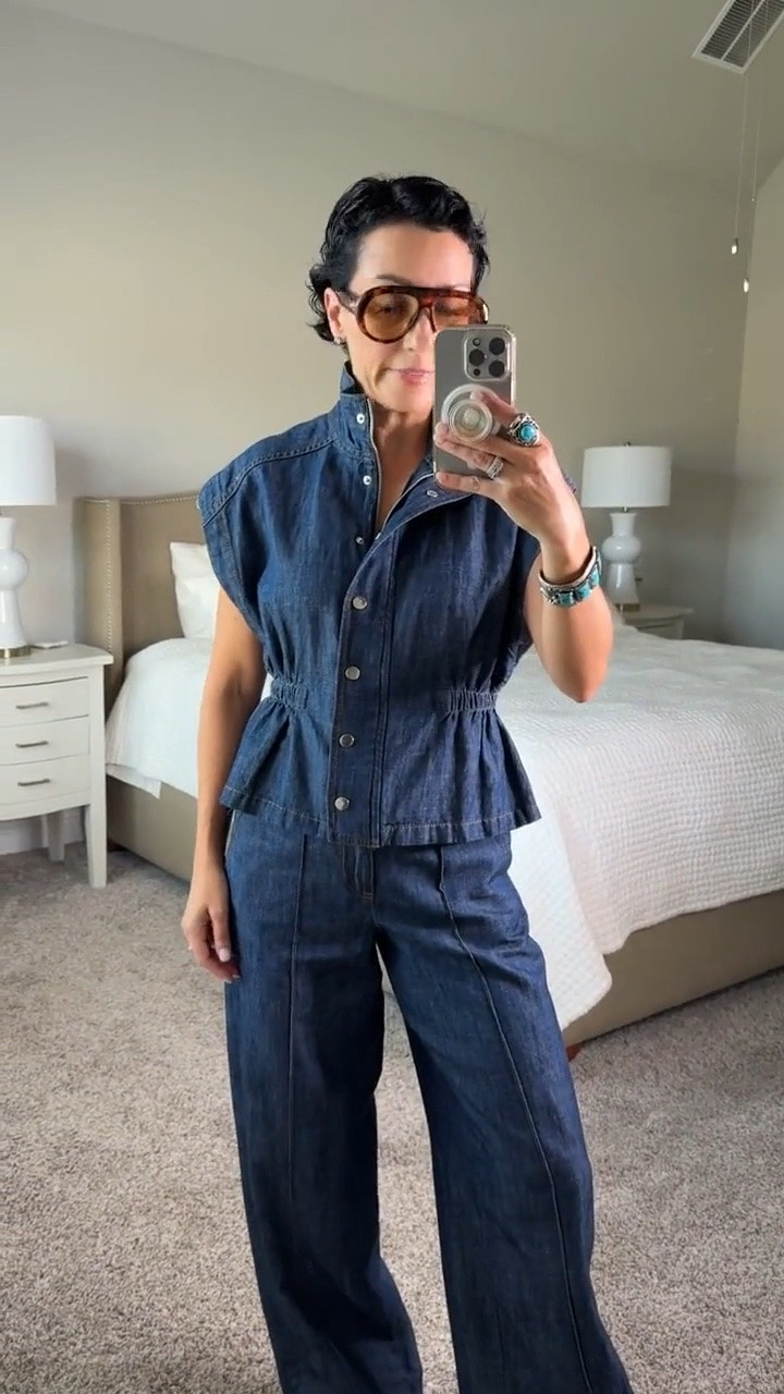 Denim on denim done right. This monochromatic look feels timeless because the shades of denim create a beautiful, pulled together outfit. Adding structure with the vest and keeping the accessories simple makes this classic combination feel modern.

denim on denim, denim outfit, matching denim set, denim vest, wide leg jeans, monochromatic outfit, elevated casual style, classic wardrobe, fall denim, women over 50 style, personal stylist, StyleWithEugenia

#LTKootd #LTKOver40 #LTKPetite