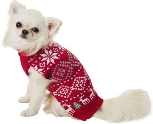 Frisco Reindeer Fair Isle Dog & Cat Christmas Sweater, Red, Small | Chewy.com