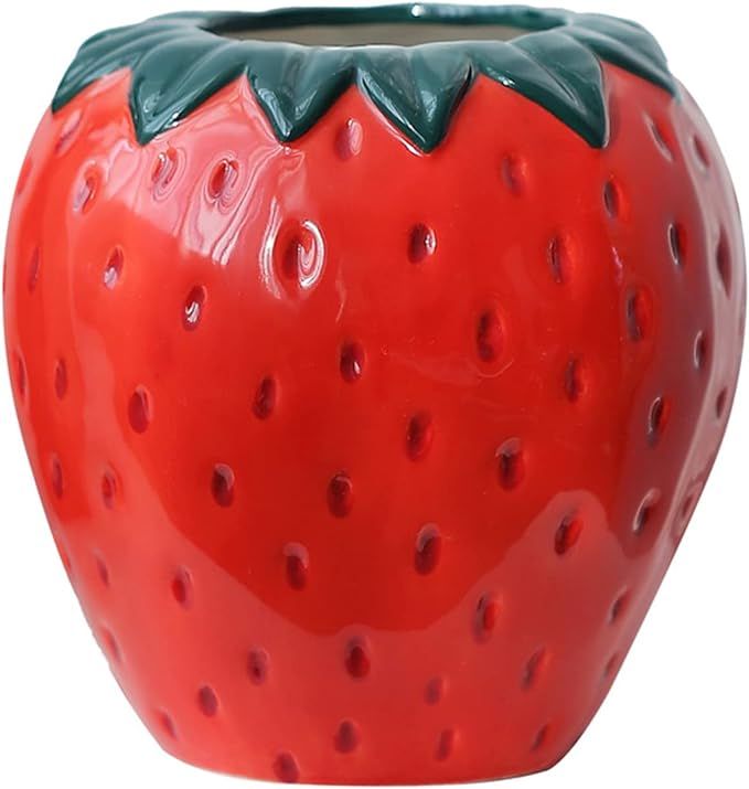 Vintage Inspired Strawberry Vase, Decorative Ceramic Vase Unique Home Decoration Vase Ornament, S... | Amazon (US)