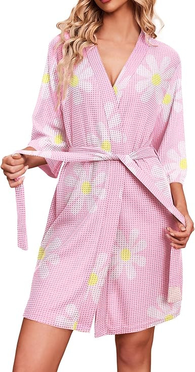 Ekouaer Robes for Women Waffle Knit Bathrobe Soft Lightweight Knee Length Loungewear S-XXL | Amazon (US)