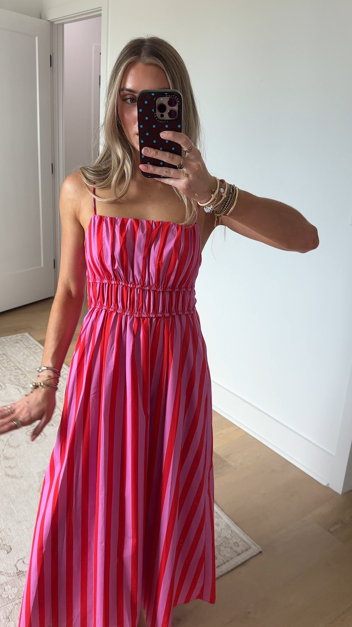 @englishfactory size xs A statement in color and movement, this striped maxi dress captures an effortless, sun-drenched elegance. Designed with a softly gathered straight neckline and a smocked waist that defines the silhouette, it balances structure with fluidity. Delicate straps and a flowing skirt create a sense of ease, while the bold stripe pattern adds a modern, eye-catching finish. Whether worn casually or styled for a more elevated moment, it brings a refined yet relaxed presence to any setting.

#LTKWedding #LTKootd #LTKdayinmylife